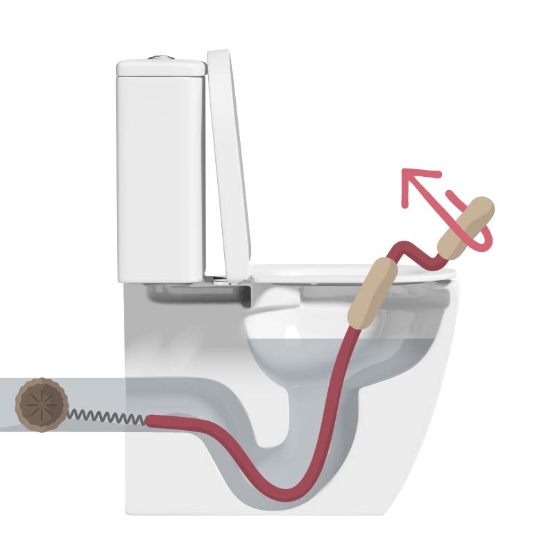 How to unblock a toilet using a plumbing snake step 2