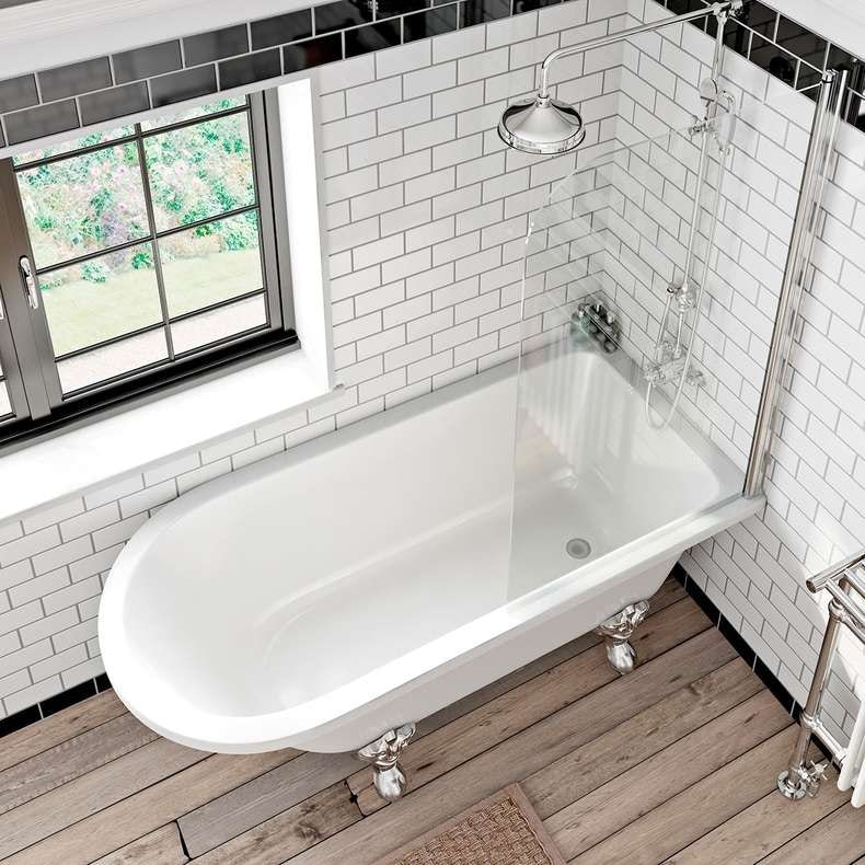 Dulwich freestanding shower bath and bath screen