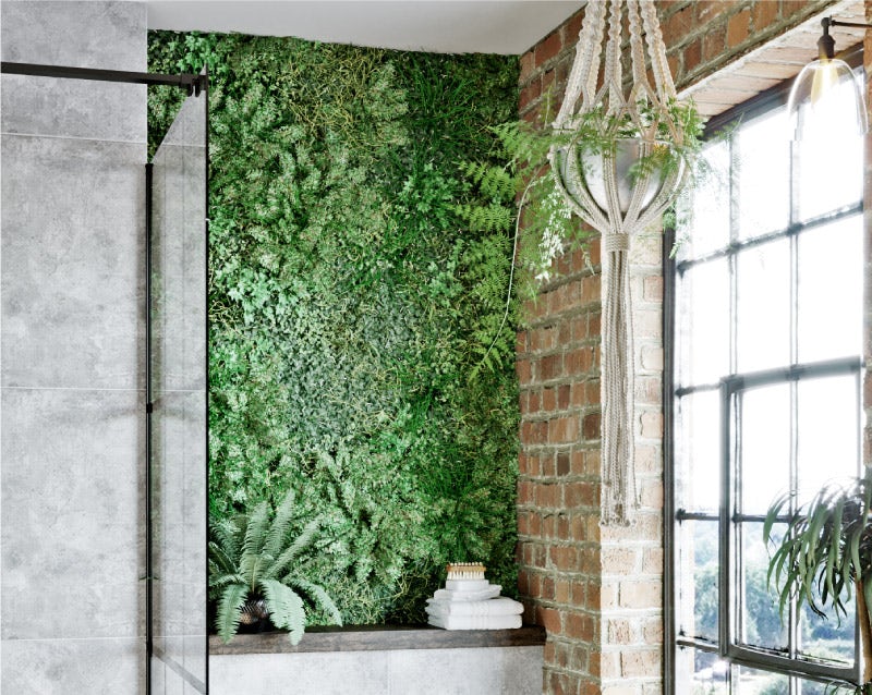 Creative Living Wall Bathroom with Simple Decor