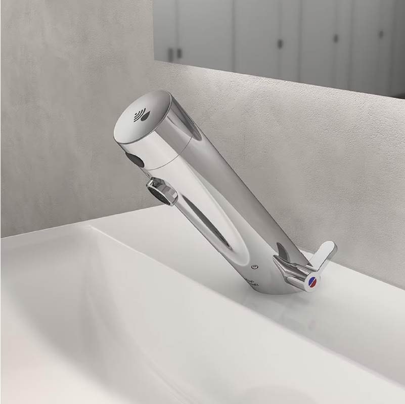 Armitage Shanks Sensorflow E touch-free sensor basin mixer tap with temperature control - battery