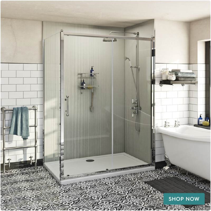 The Bath Co. Winchester traditional 6mm rectangular sliding shower enclosure