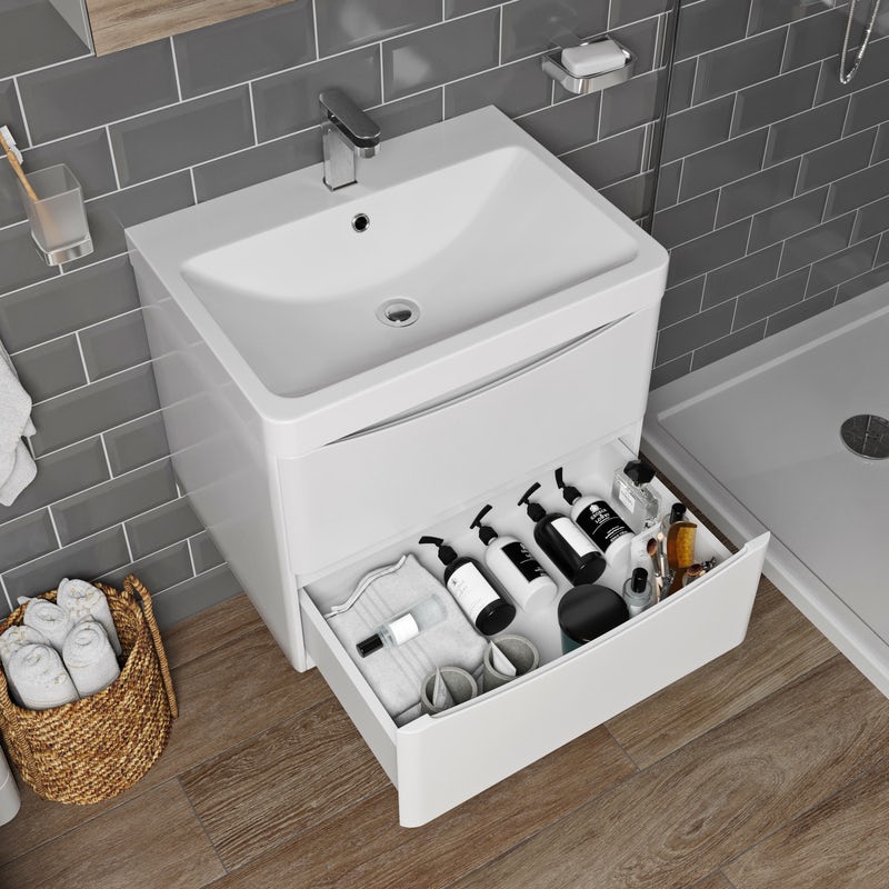 Mode Adler white wall hung vanity unit and basin 600mm