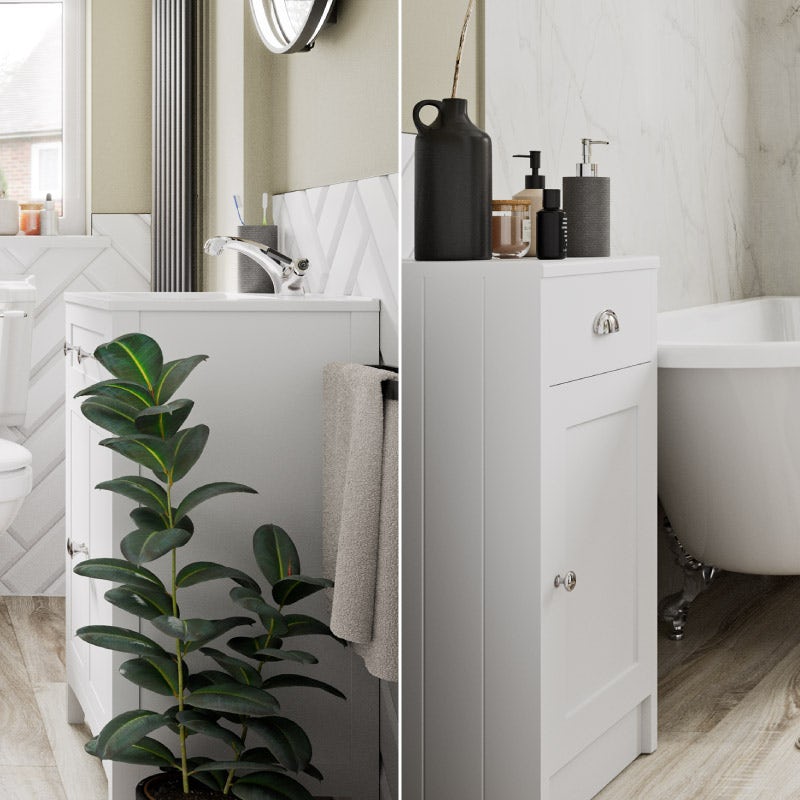 The Bath Co. Camberley white floorstanding vanity unit and ceramic basin 600mm