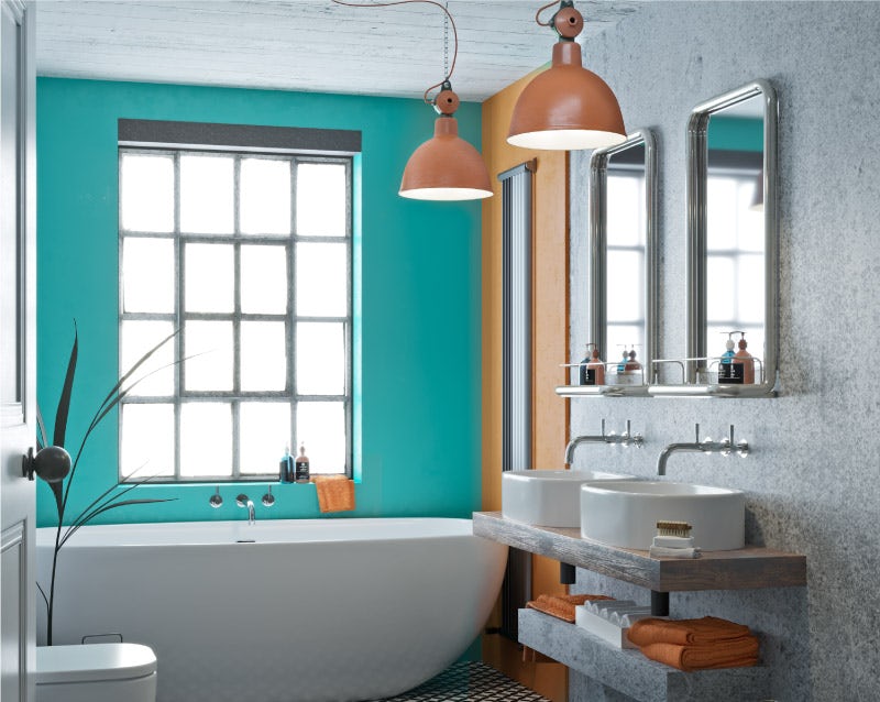 Complementary bathroom colour scheme