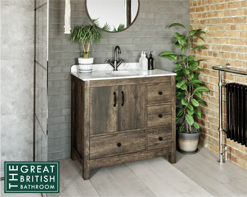 Dalston floorstanding vanity unit and white marble basin 900mm