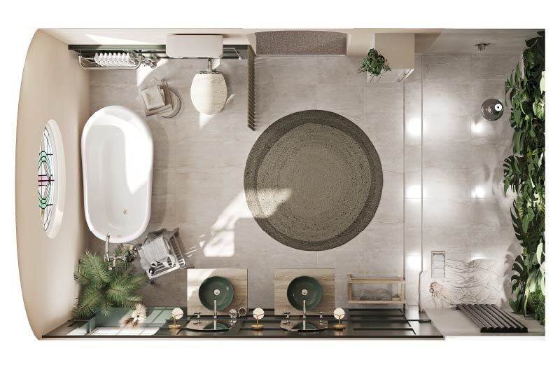 7 big bathroom trends all in one space overhead layout