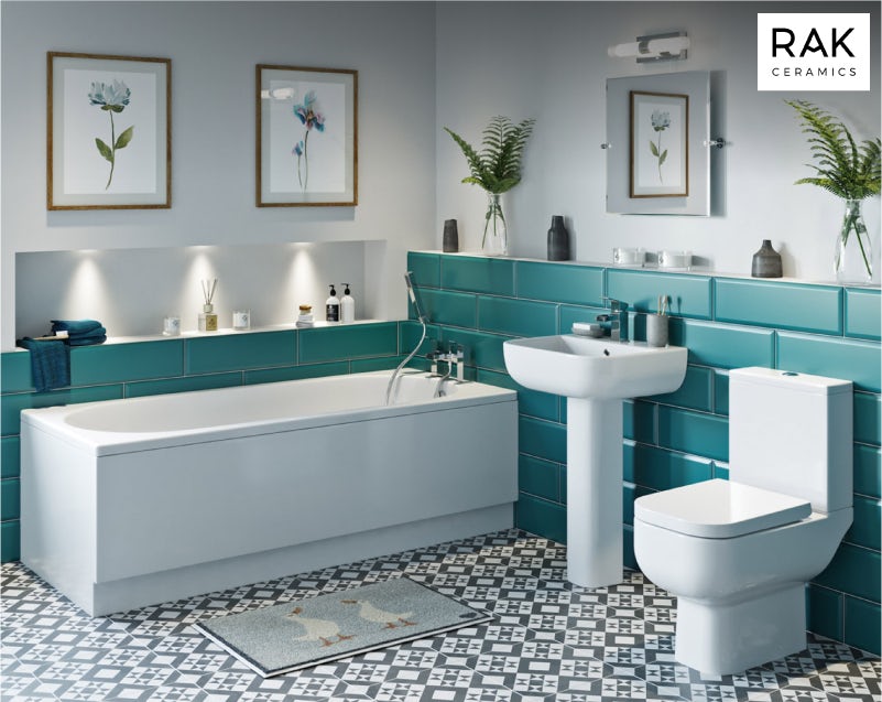 RAK Series 600 and Orchard complete straight bath suite