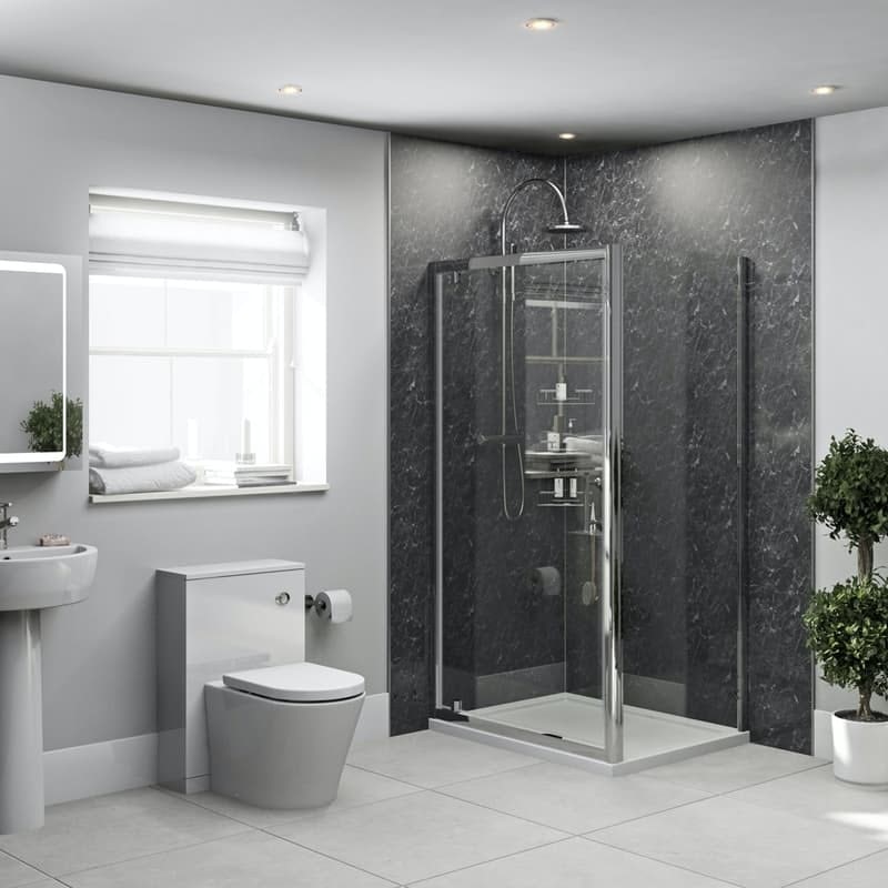 Orchard Black Marble shower wall panel pack for enclosures up to 1000 x 1000