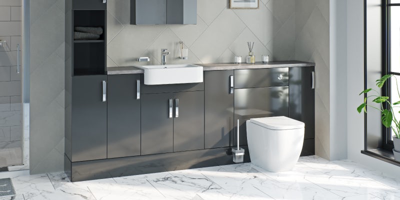 Nouvel gloss grey fitted bathroom furniture