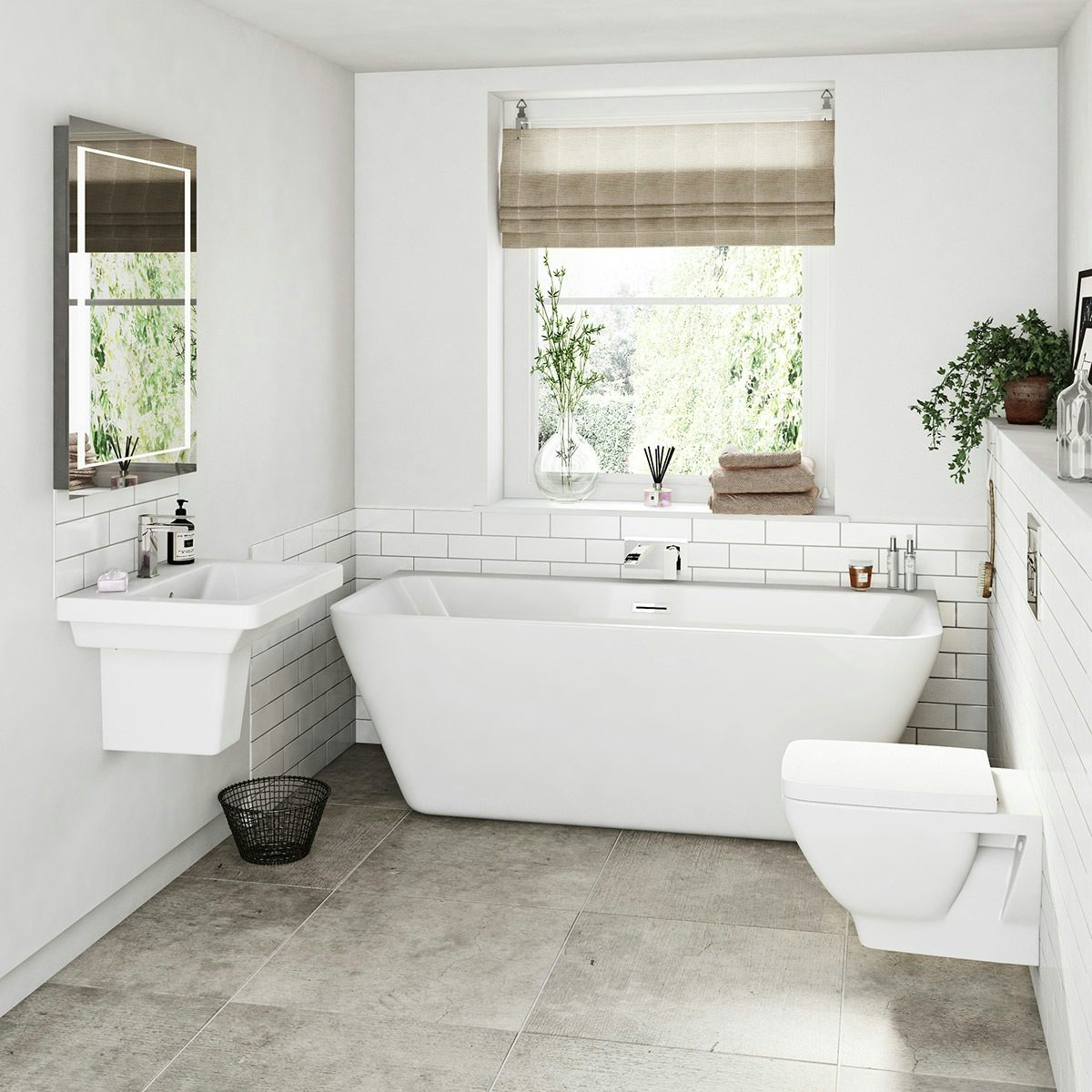 Mode Carter back to wall square bath 1700 x 750