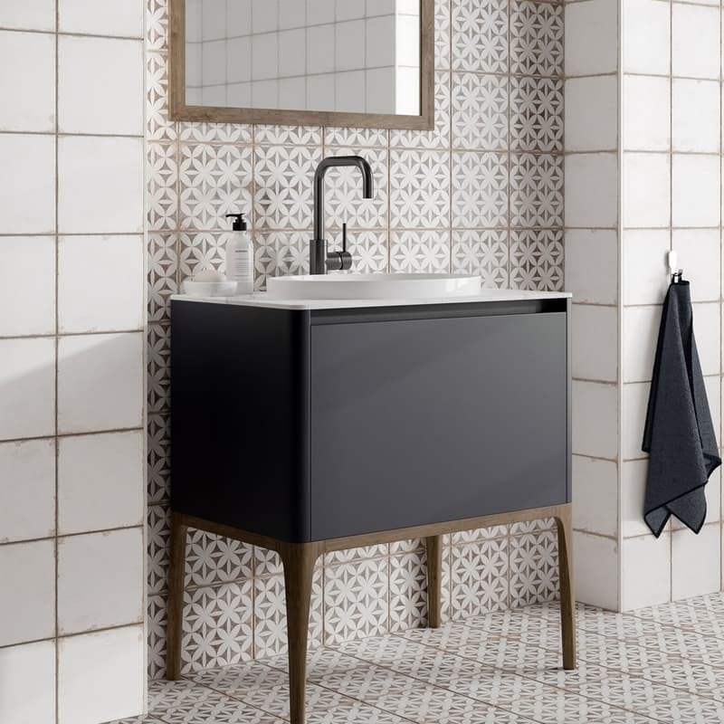 The Bath Co. Aragon geo grey matt wall and floor tile 200mm x 200mm