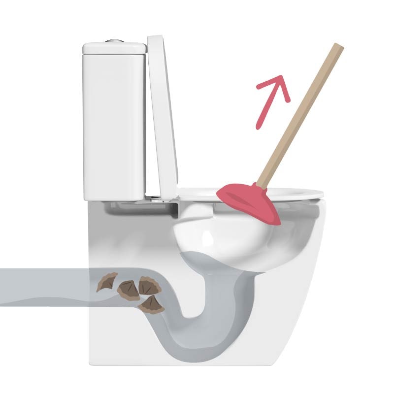 How to unblock a toilet using a plunger step 3