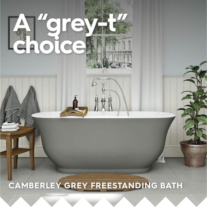 The Bath Co. Camberley gloss grey traditional freestanding bath 1500 x 720
