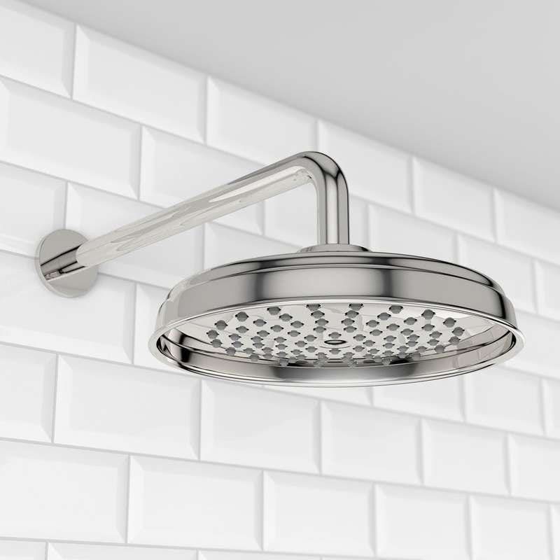 Winchester traditional shower head 200mm and curved round wall arm