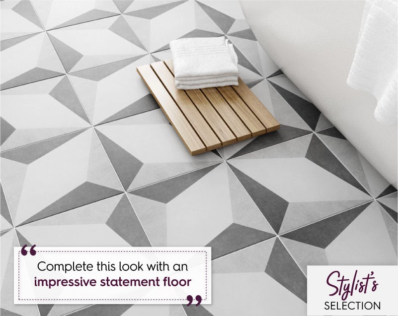British Ceramic Tile Geometric grey feature floor tile