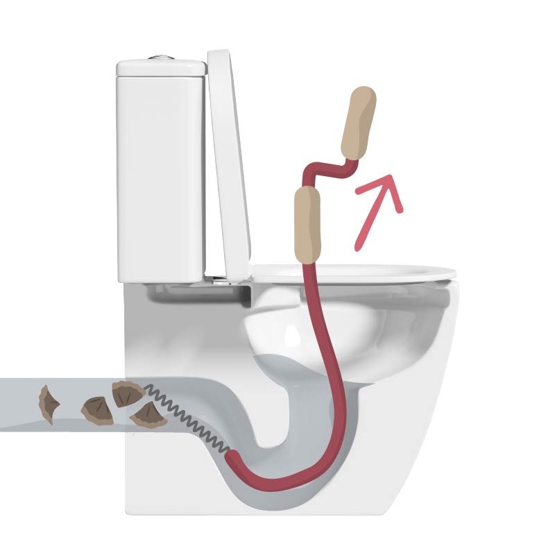 How to unblock a toilet using a plumbing snake step 3