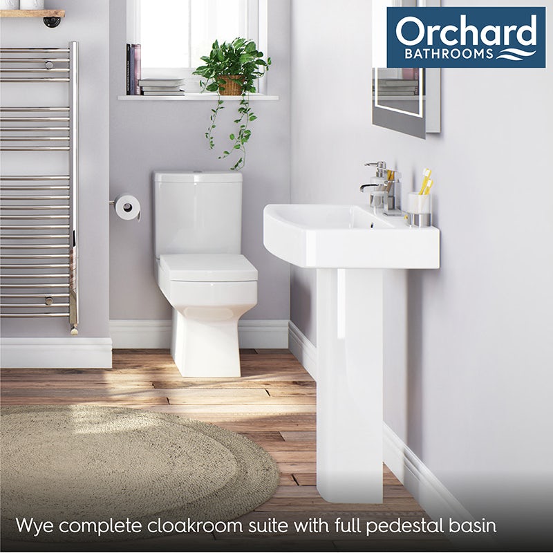 Orchard Wye complete cloakroom suite with full pedestal basin 555mm with tap and waste
