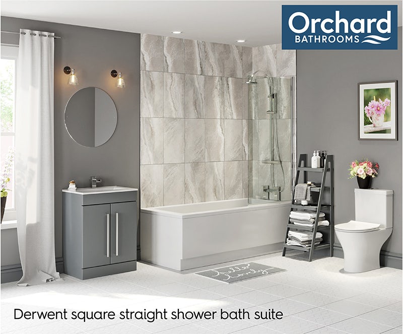 Orchard Derwent square straight shower bath suite