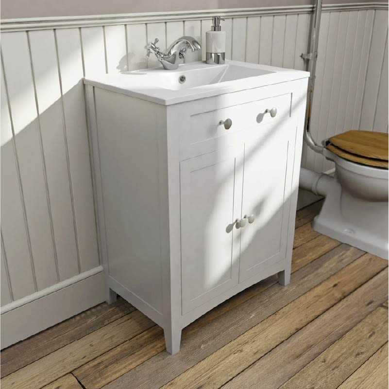 The Bath Co. Camberley white floorstanding vanity unit and ceramic basin 600mm with tap
