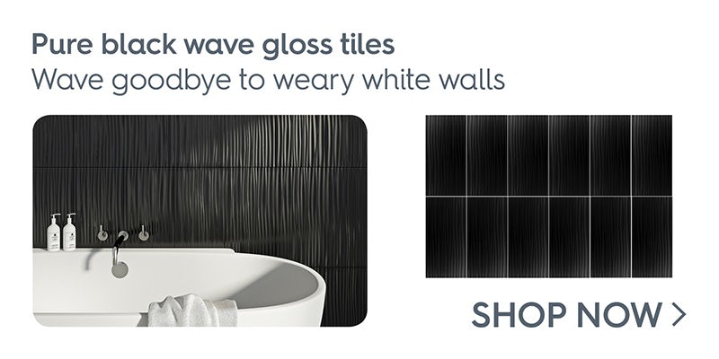 Pure black wave gloss tile 248mm x 498mm