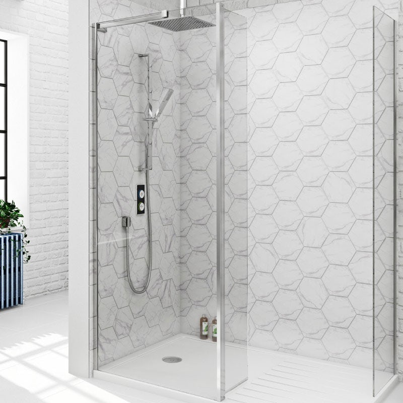 SmarTap black smart shower system with square slider rail and ceiling shower set