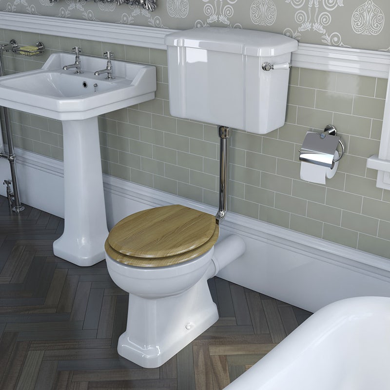 The Bath Co. traditional oak effect top fixing soft close seat