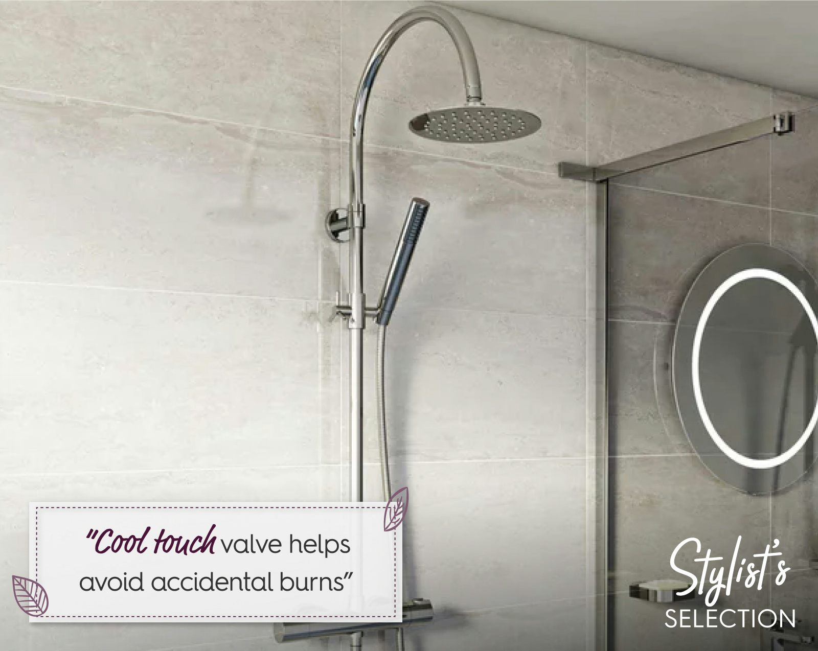 Mode Cool touch round thermostatic exposed mixer shower