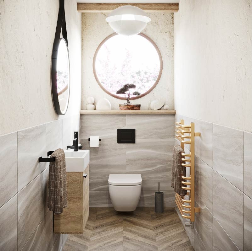 Japandi style cloakroom bathroom