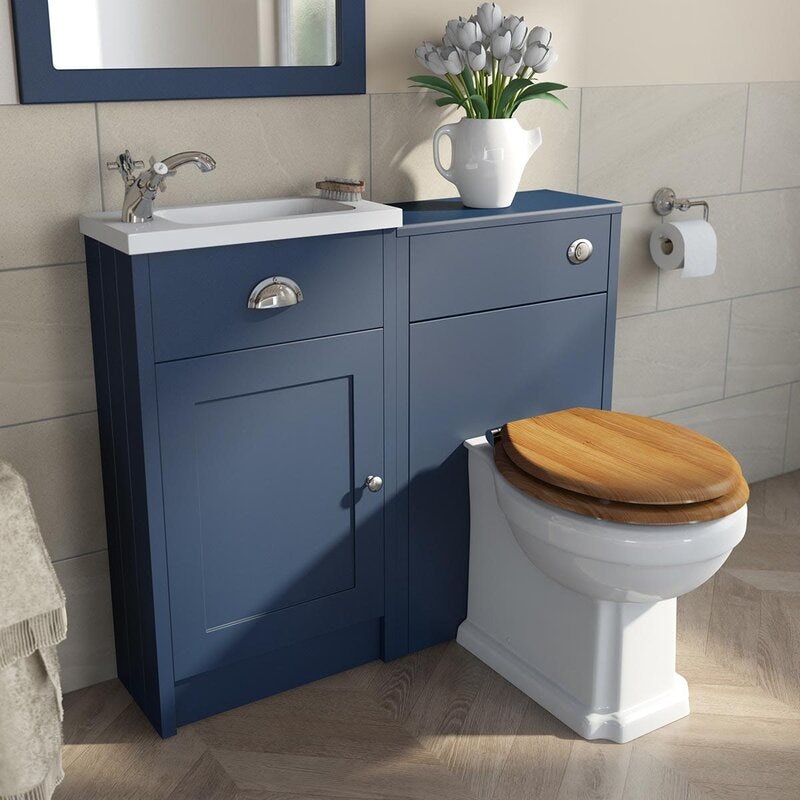 Orchard Dulwich navy cloakroom combination with oak seat