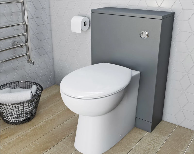 Clarity satin grey back to wall unit and toilet with seat