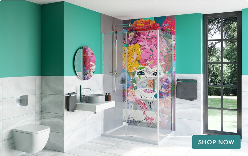 Louise Dear The Serenade Grey bathroom suite with rectangular shower enclosure