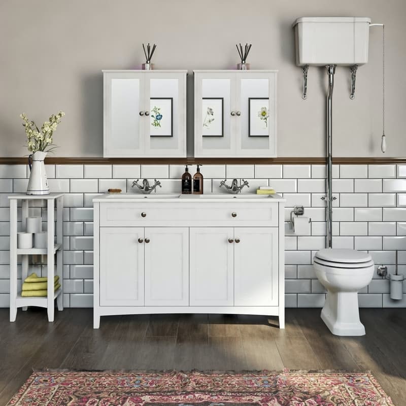 The Bath Co. Camberley white floorstanding double vanity unit and ceramic basin 1210mm
