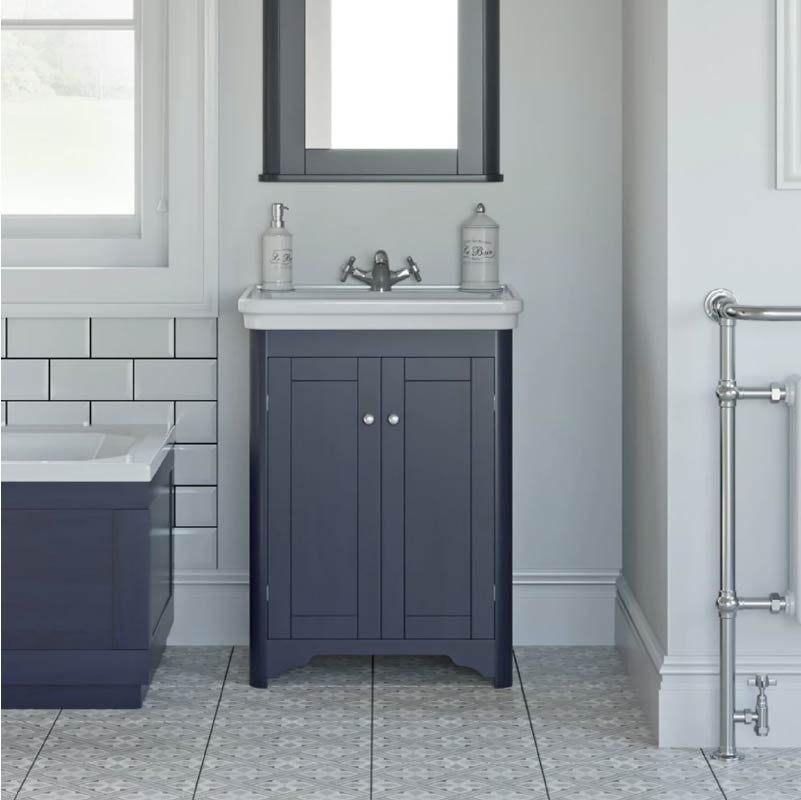 The Bath Co. Beaumont sapphire blue floorstanding vanity unit and basin 630mm