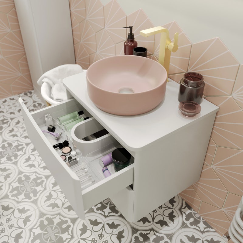 Mode Adler white wall hung vanity unit and countertop 600mm