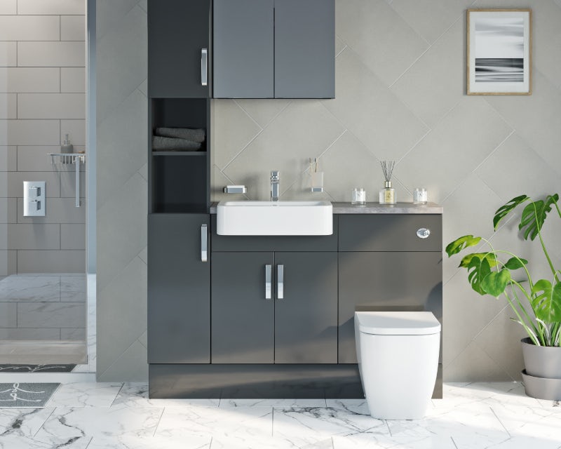Nouvel gloss grey fitted bathroom furniture