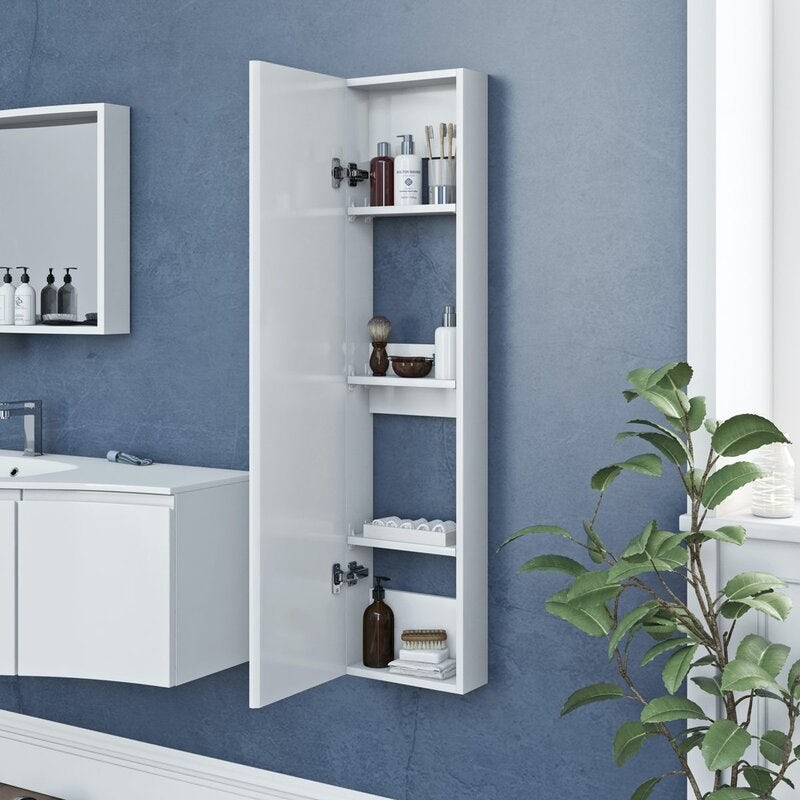 Accents Slimline white wall hung cabinet 1250 x 300mm