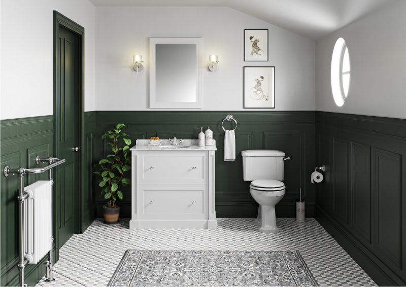Green and white colour combination for bathrooms