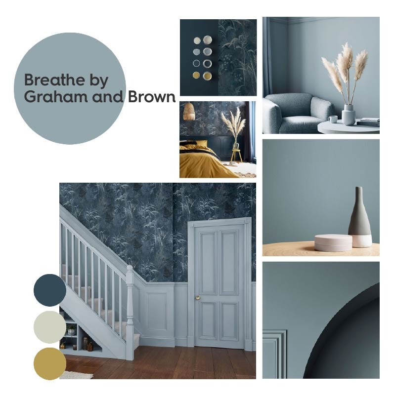 Graham &amp; Brown colour of the Year 2022: Breathe mood board