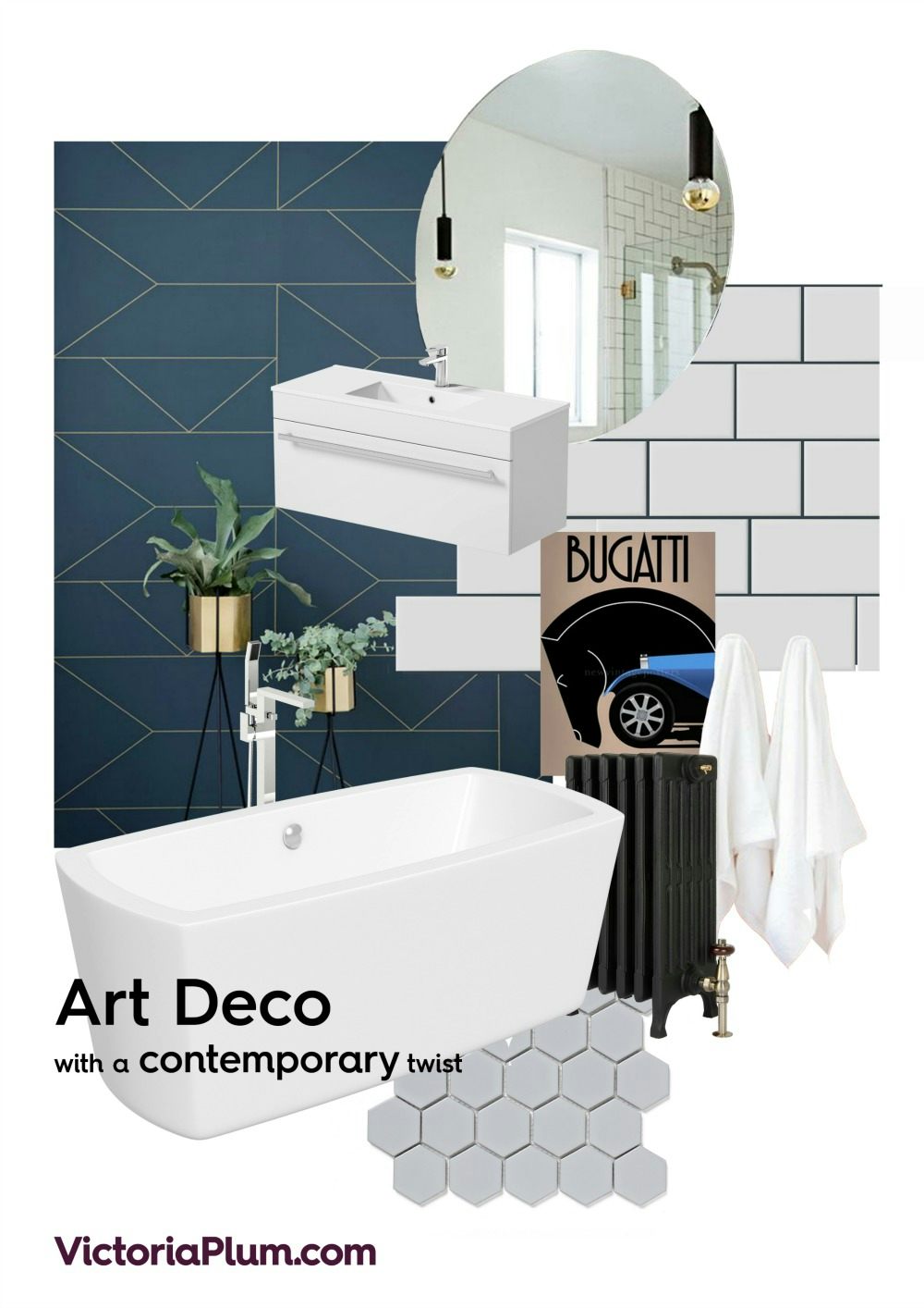 Contemporary Art Deco Bathroom Mood Board