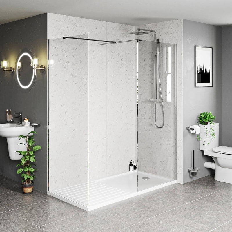Get creative with grey shower wall panels