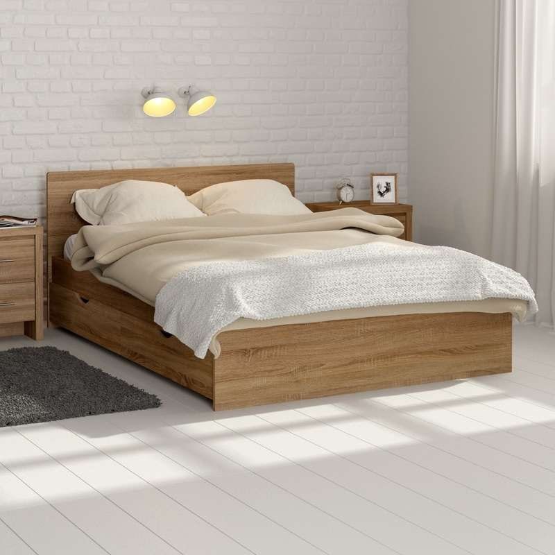 Oak double storage bed