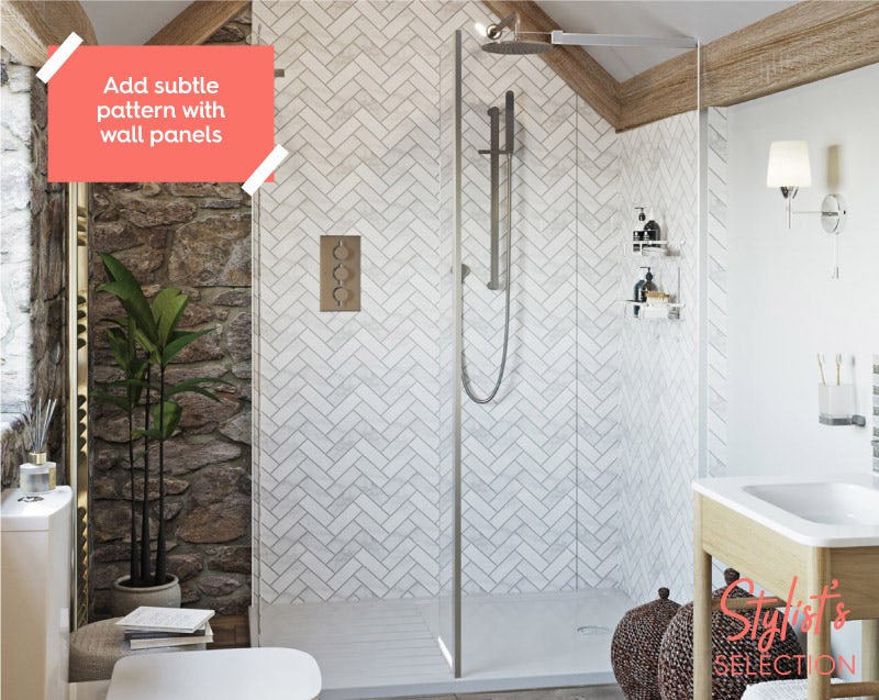 Showerwall Custom Herringbone acrylic shower wall panel