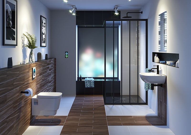 Independent Living bathroom for a partially sighted person—nighttime