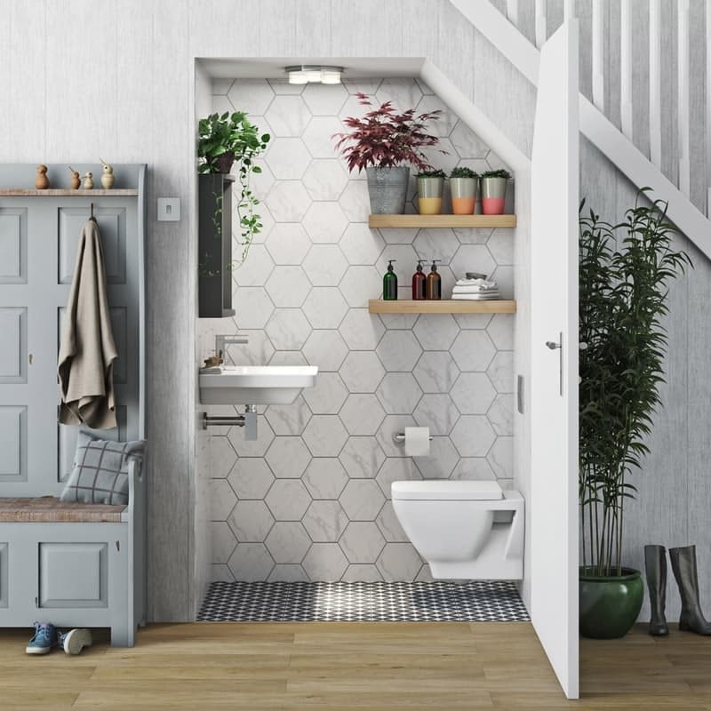 Mode Cooper cloakroom suite with wall hung basin 550mm