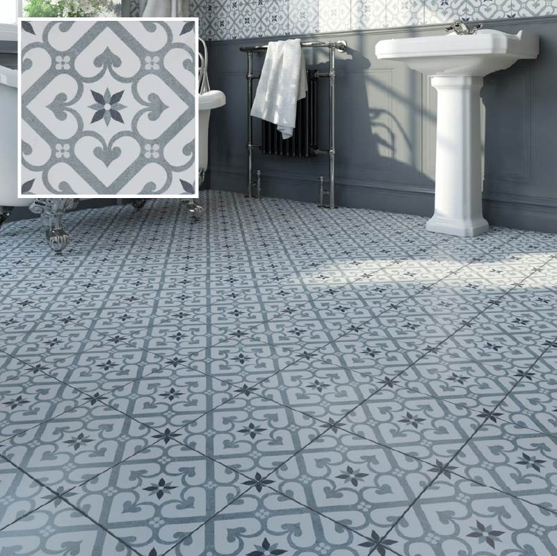 Lucena Flor traditional matt wall and floor tile 450mm x 450mm