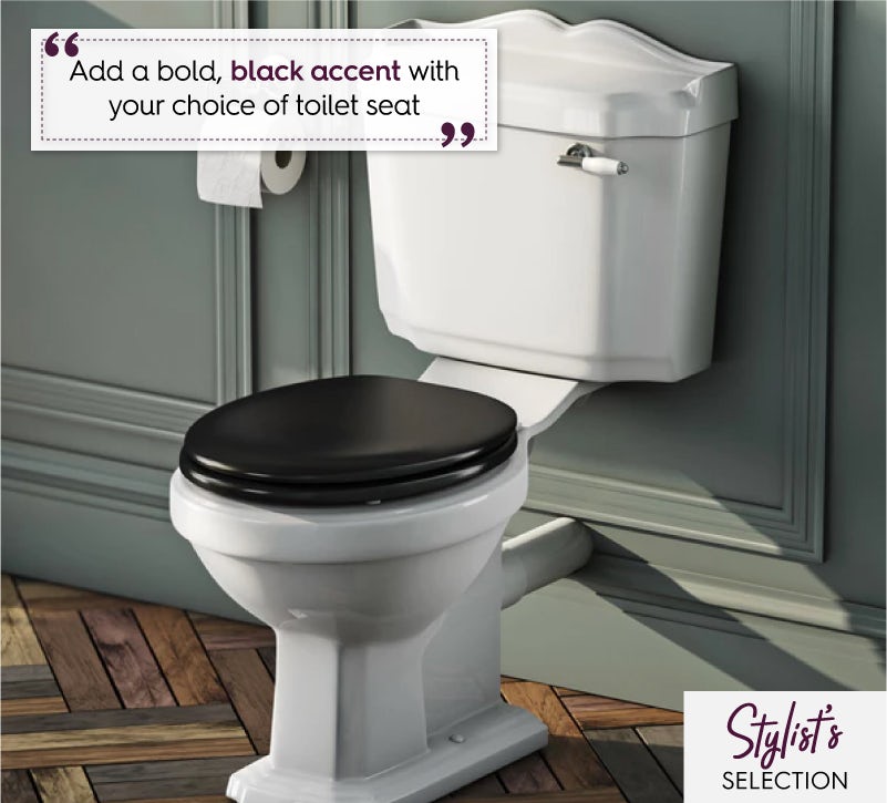The Bath Co. Winchester close coupled toilet with painted wood seat black