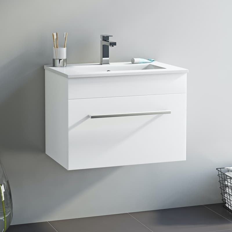 Orchard Derwent white wall hung vanity unit and ceramic basin 600mm