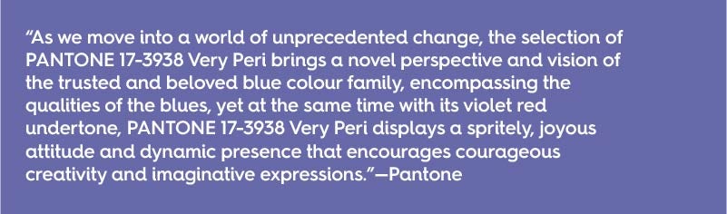 Pantone colour of the year 2022 Very Peri