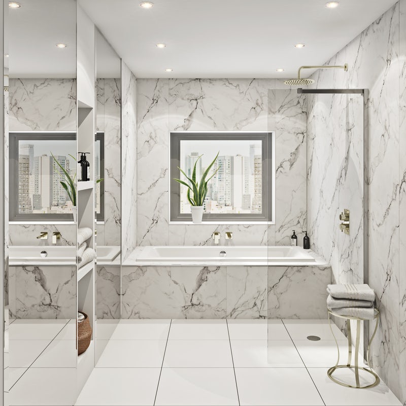 Wetwall 32-in x 60-in x 96-in Vienna Marble 4-Piece Bathtub Wall Panel Kit  in the Bathtub Walls & Surrounds department at Lowes.com