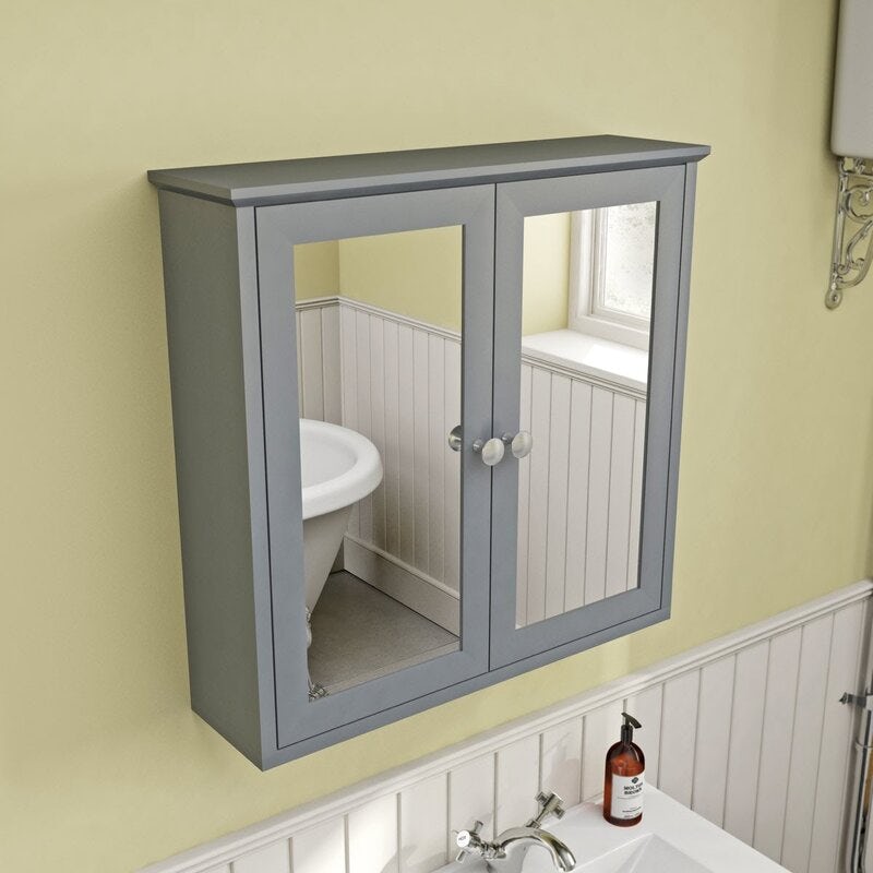 The Bath Co. Camberley satin grey mirror cabinet 598 x 620mm